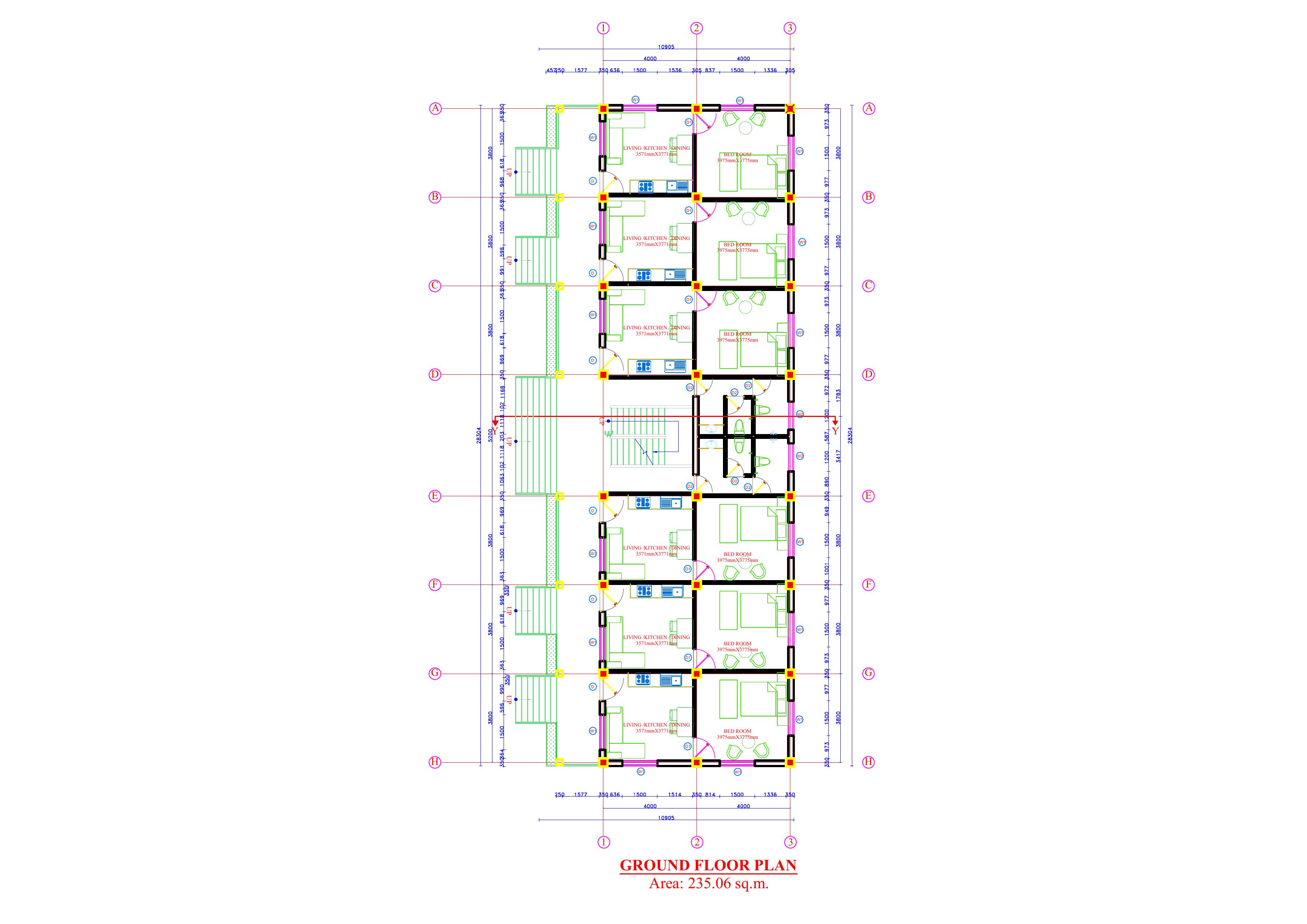 Ground floor plan showcasing meticulous drafting of a residential layout